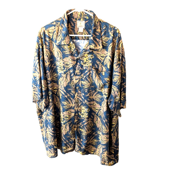 Morro Bay Hawaiian Button Up Shirt Men's Size XXL Blue Brown Tropical - Picture 1 of 3